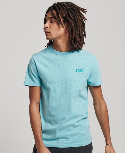 Camiseta m/c básica con logotipo bordado Superdry Turquoise