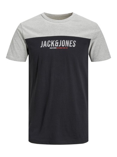 Camiseta m/c bicolor con letras branding Jack & Jones Black