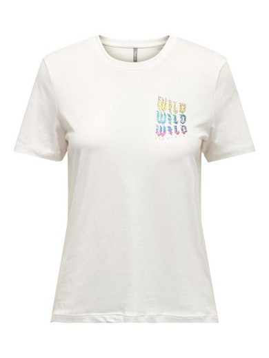 Camiseta m/c con back print Wild wild wild Only Cloud Dancer