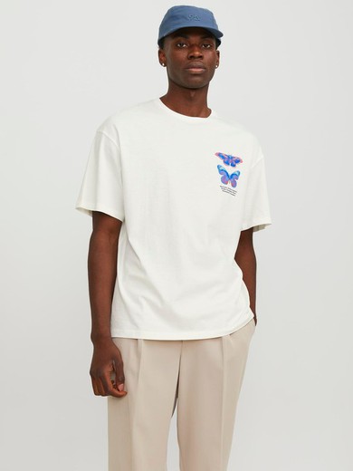 Camiseta m/c con backprint mariposas Jack & Jones Egret
