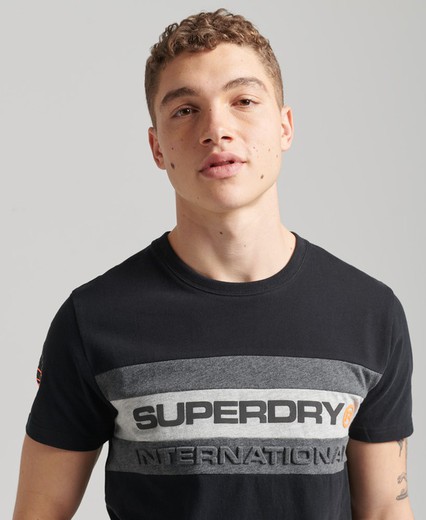Camiseta m/c con banda bicolor y letras branding Superdry Black