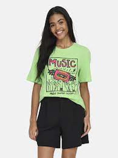 Camiseta m/c con dibujo cassette Only Green