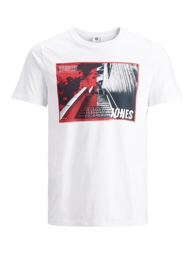 Camiseta m/c con dibujo ciudad Jack & Jones White