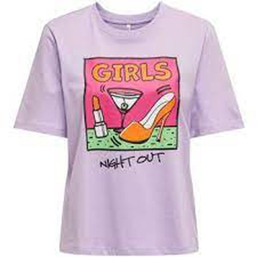 Camiseta m/c con dibujo copa cóctel Only Purple