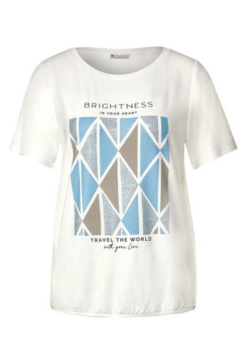 Camiseta m/c con dibujo geométrico Street One Off White