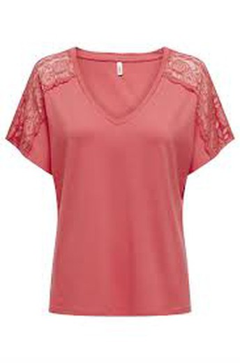 Camiseta m/c con encaje hombros Only Rose Shadow