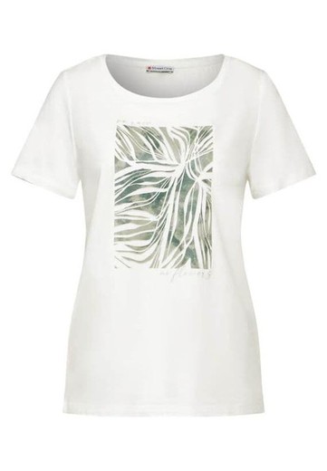 Camiseta m/c con estampado hojas Street One Off White