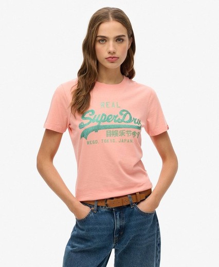 Camiseta m/c con letras branding brillantes Superdry Peach Whip