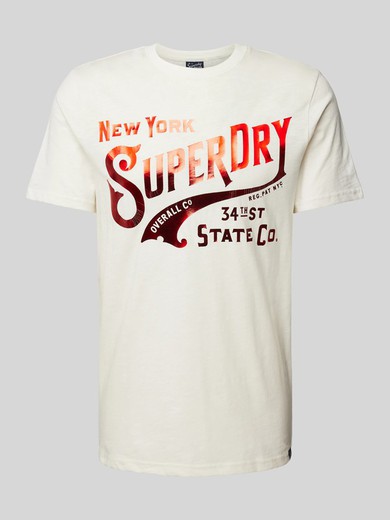 Camiseta m/c con letras branding con efecto metalizado Superdry White