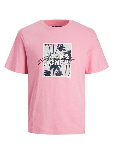 Camiseta m/c con letras branding Jack & Jones Pink