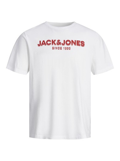 Camiseta m/c con letras branding Jack & Jones White