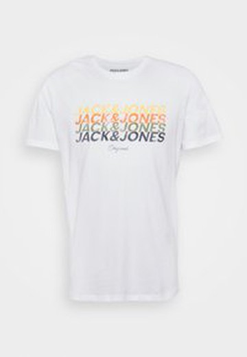 Camiseta m/c con letras branding multicolor Jack & Jones Bright White