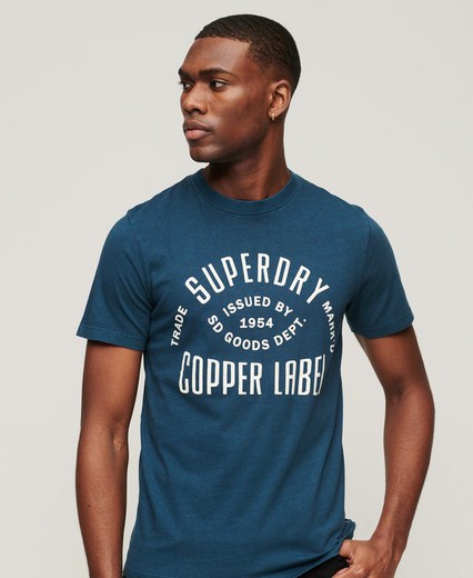 Camiseta m/c con letras branding Superdry Blue