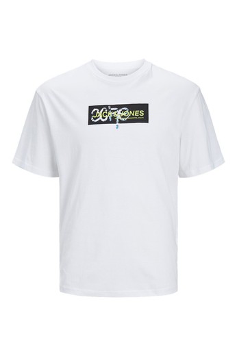 Camiseta m/c con letras pequeñas branding Jack & Jones White