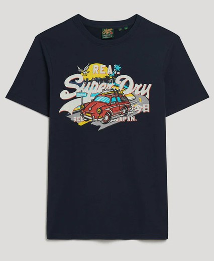 Camiseta m/c con logotipo branding & furgoneta Superdry Eclipse Navy