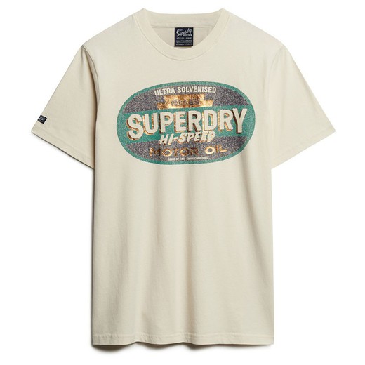 Camiseta m/c con logotipo branding y efecto delavado Superdry Bone White