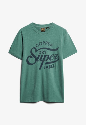 Camiseta m/c con logotipo branding y efecto delavado Superdry Green