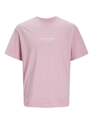 Camiseta m/c con pequeñas letras branding engomadas Jack & Jones Pink