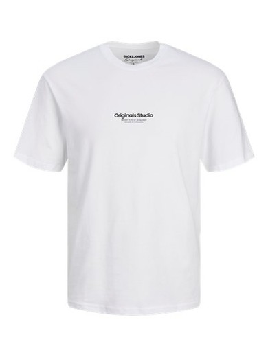 Camiseta m/c con pequeñas letras Jack & Jones Bright White