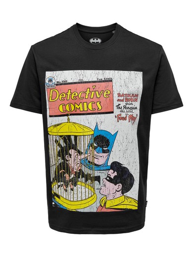 Camiseta m/c con print Batman Only & Sons Dark Navy