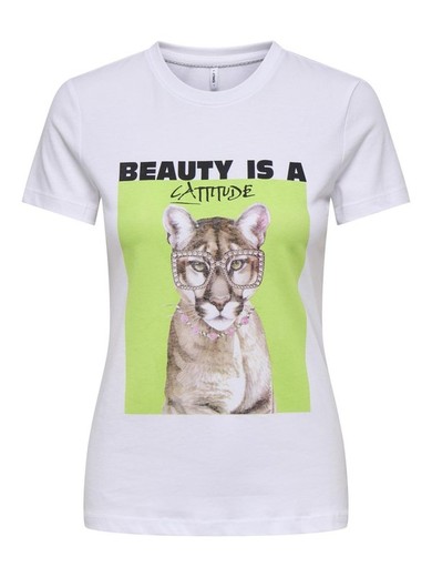 Camiseta m/c con print Beauty Only Bright White