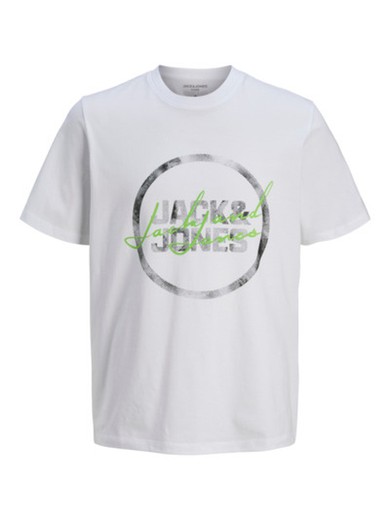 Camiseta m/c con print branding Jack & Jones Bright White