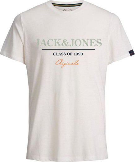 Camiseta m/c con print branding Jack & Jones Cloud Dancer