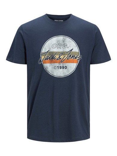 Camiseta m/c con print branding Jack & Jones Navy Blazer