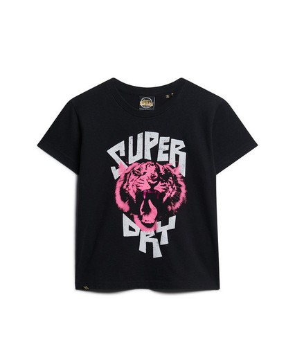Camiseta m/c con print branding Superdry Jet Black