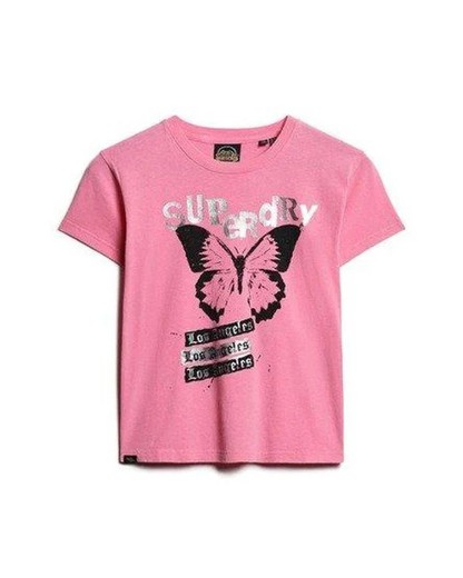 Camiseta m/c con print branding Superdry Pink
