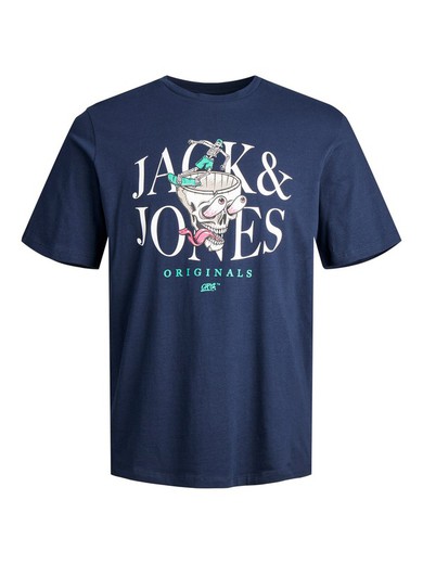 Camiseta m/c con print calavera Jack & Jones Navy