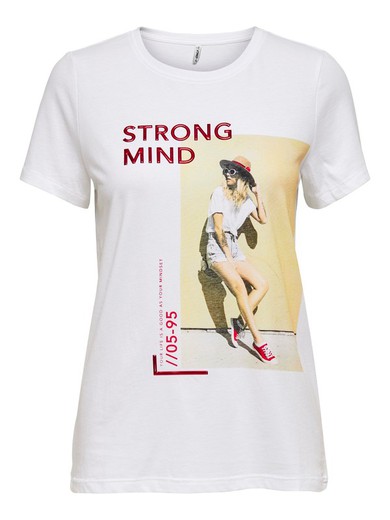 Camiseta m/c con print engomado Only Bright White 1