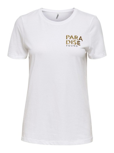 Camiseta m/c con print espalda Only Bright White