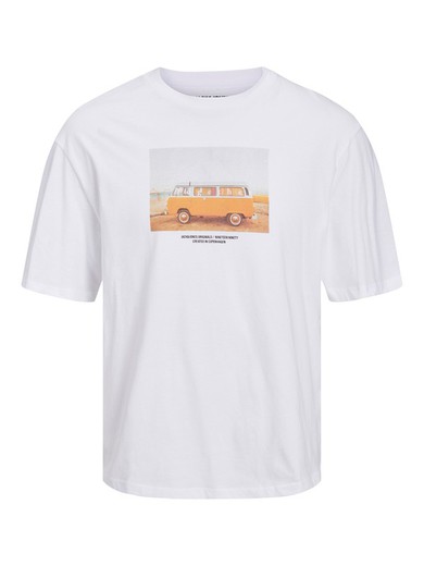 Camiseta m/c con print foto furgoneta VW Jack & Jones Bright White