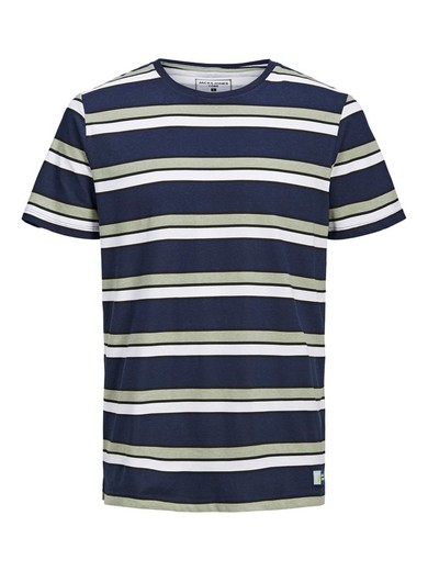 Camiseta m/c con rayas horizontales Jack & Jones Navy Blazer