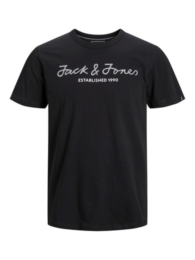 Camiseta m/c con serigrafía branding Jack & Jones Black