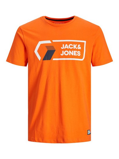 Camiseta m/c con serigrafía branding Jack & Jones Orange