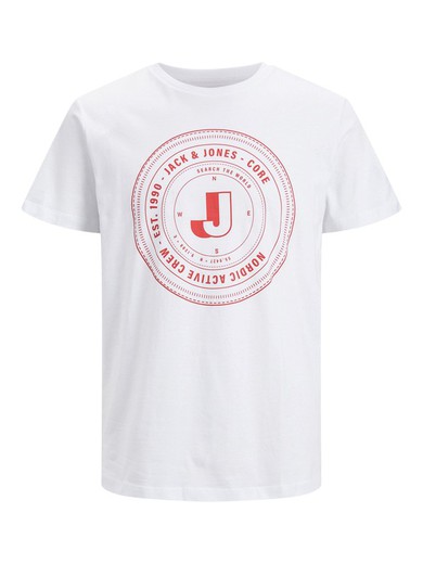 Camiseta m/c con serigrafía branding Jack & Jones White