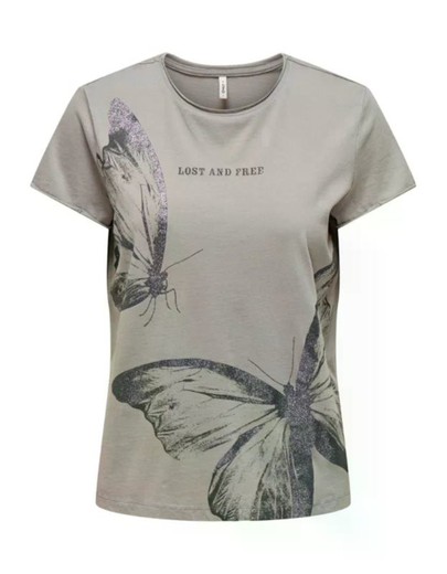 Camiseta m/c con serigrafía "Lost and free" Only Grey