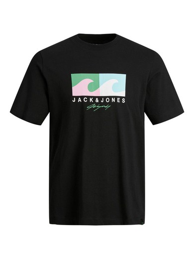Camiseta m/c con serigrafía olas Jack & Jones Black