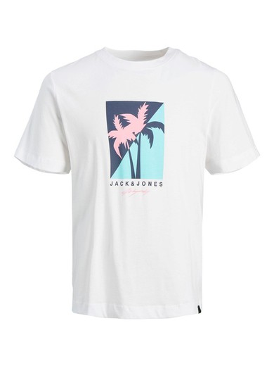 Camiseta m/c con serigrafía palmeras Jack & Jones Bright White