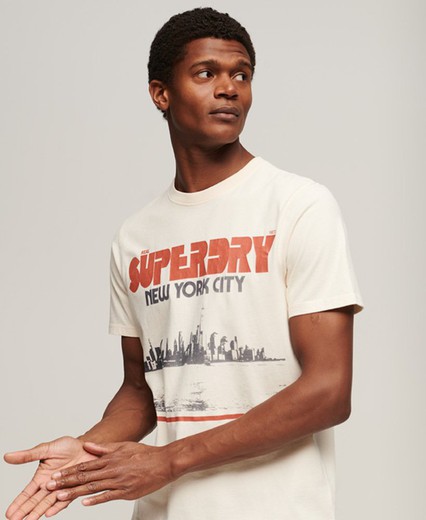 Camiseta m/c con skyline NY Superdry Oatmeal