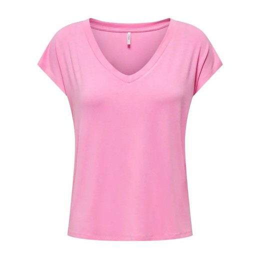 Camiseta m/c de cuello pico Only Begonia Pink