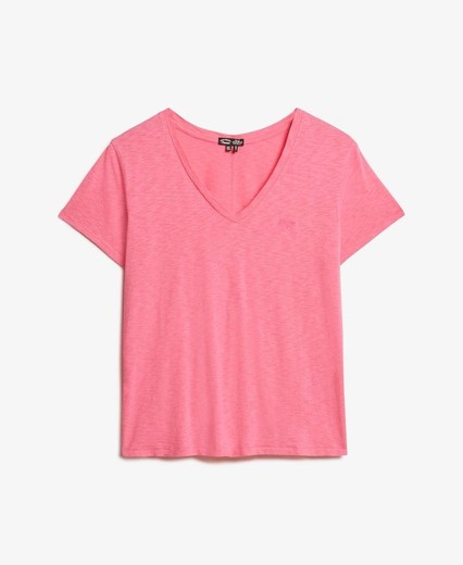 Camiseta m/c de cuello pico Superdry Azalea Pink