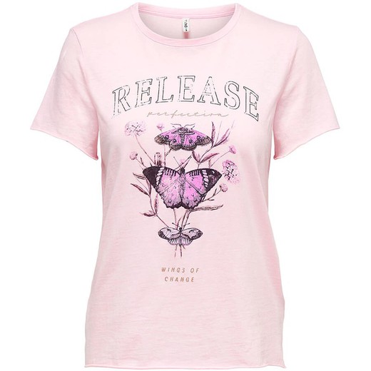 Camiseta m/c desgastada con print Only Pink