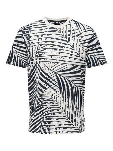 Camiseta m/c estampada hojas palmera Only & Sons Dark Navy