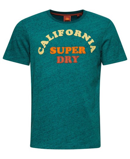 Camiseta m/c jaspeada con letras California Superdry Turquoise