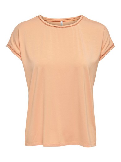 Camiseta m/c lisa con ribetes trenzados Only Orange