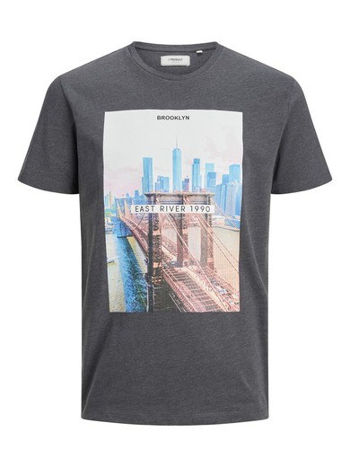 Camiseta m/c print East River Produkt Dark Grey Mela