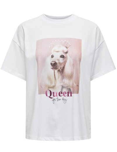 Camiseta m/c "Queen for the day" Only Bright White 1